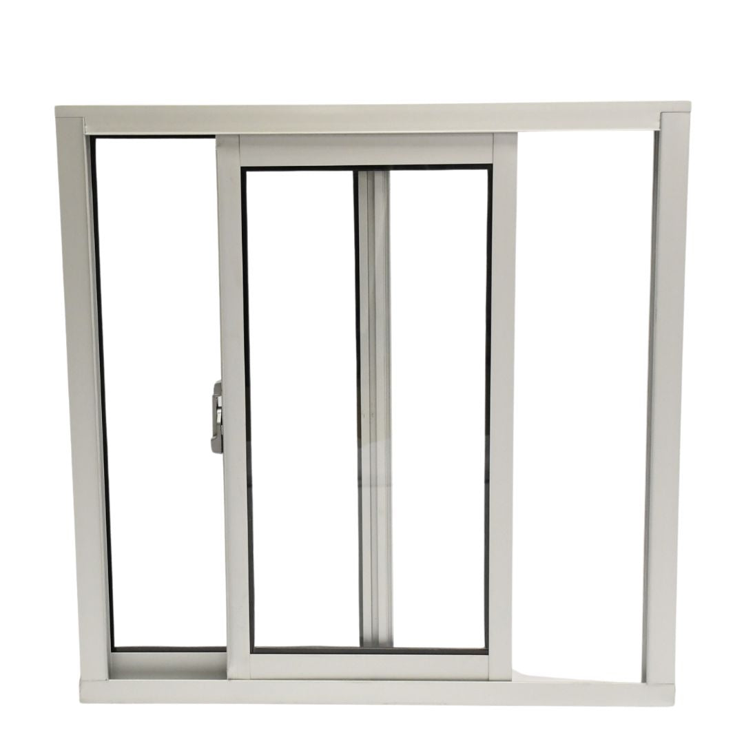 Ventana de Aluminio 1 1-1/2" 0.60 x 0.60 natural mate vidrio satinado ideal para baños