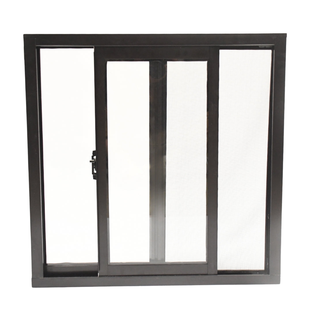 Ventana de Aluminio 2" 0.60 x 0.60 chocolate vidrio satinado