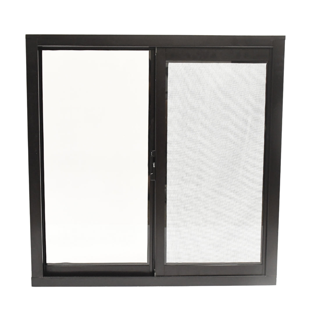 Ventana de Aluminio 2" 0.60 x 0.60 chocolate vidrio satinado