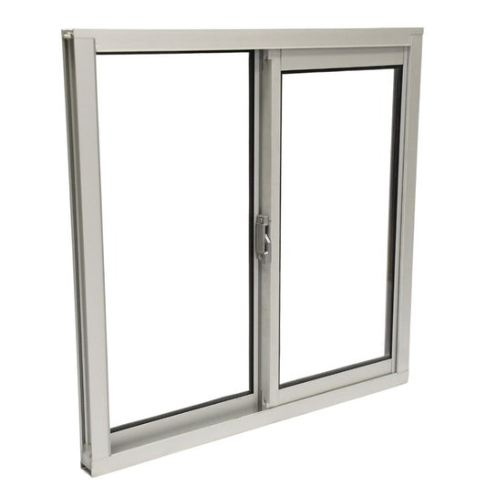 Ventana de Aluminio 1 1-1/2" 0.60 x 0.60 natural mate vidrio satinado ideal para baños