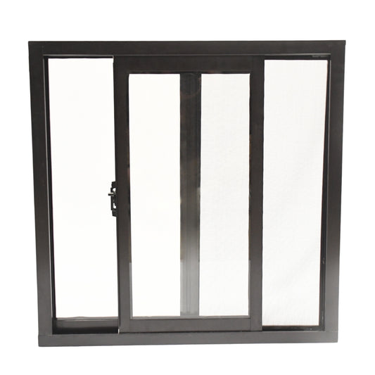 Ventana de Aluminio 2" 0.60 x 0.60 chocolate vidrio satinado