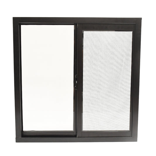 Ventana de Aluminio 2" 0.60 x 0.60 chocolate vidrio satinado
